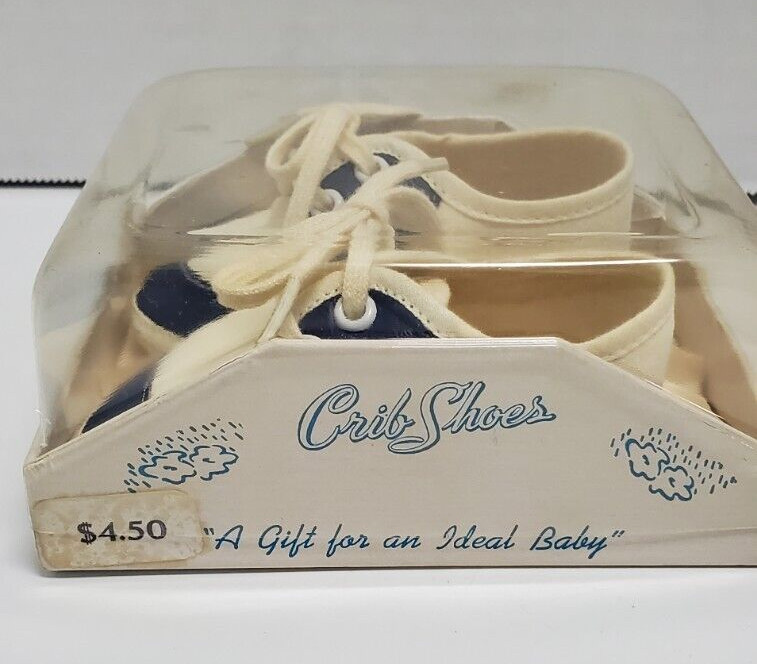VTG Mrs Days Ideal Baby Crib Saddle Shoe Size 1 Style 30 Color Blue Original Box