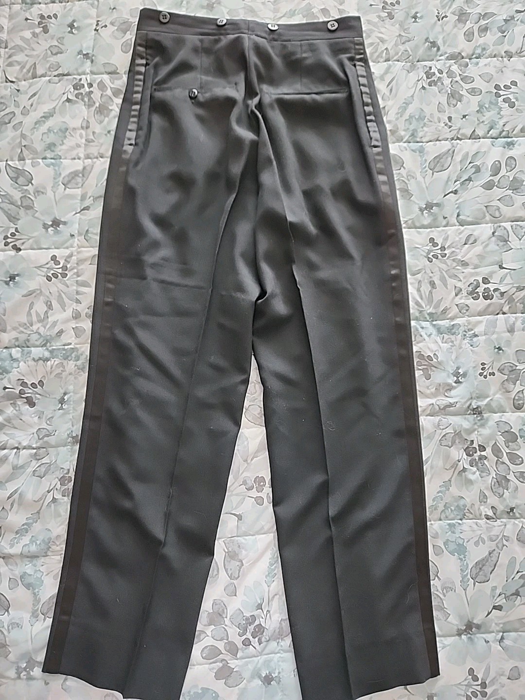 Vintage 70s Jack Silver Tuxedo Suit Black Satin Shawl Collar Union Made USA