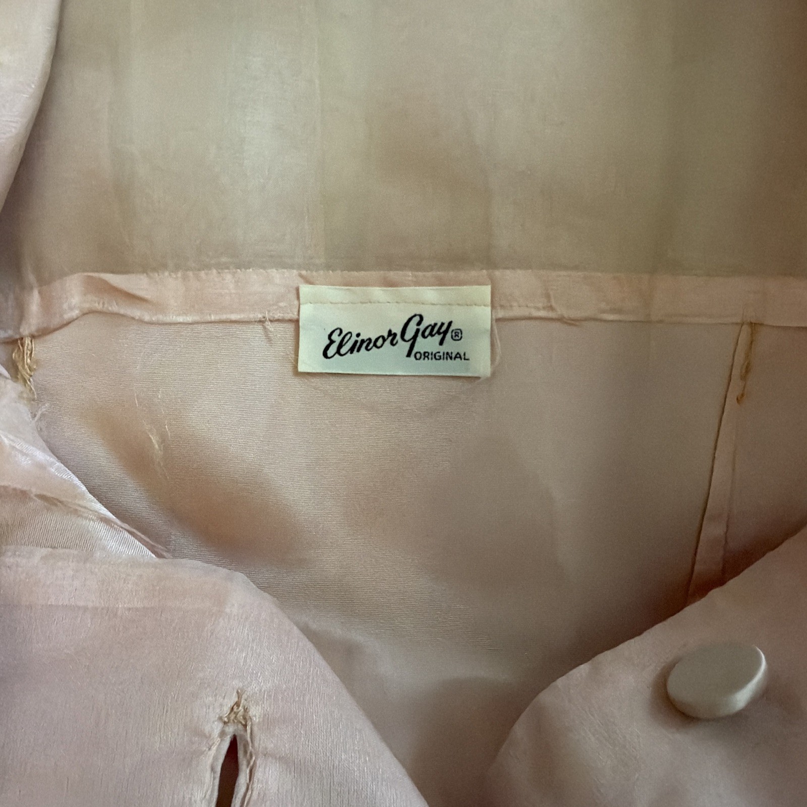 Vintage 1950s Elinor Gay Pink Chiffon Organza Button Up Belted Party Dress