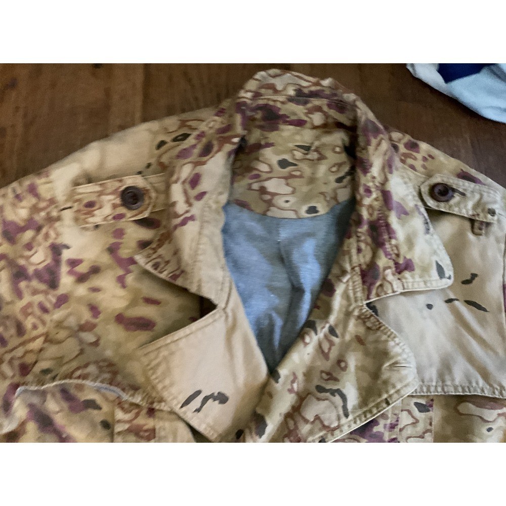Publish Brand Mens Camo Field Jacket Tan Purple Double Breasted Military Style