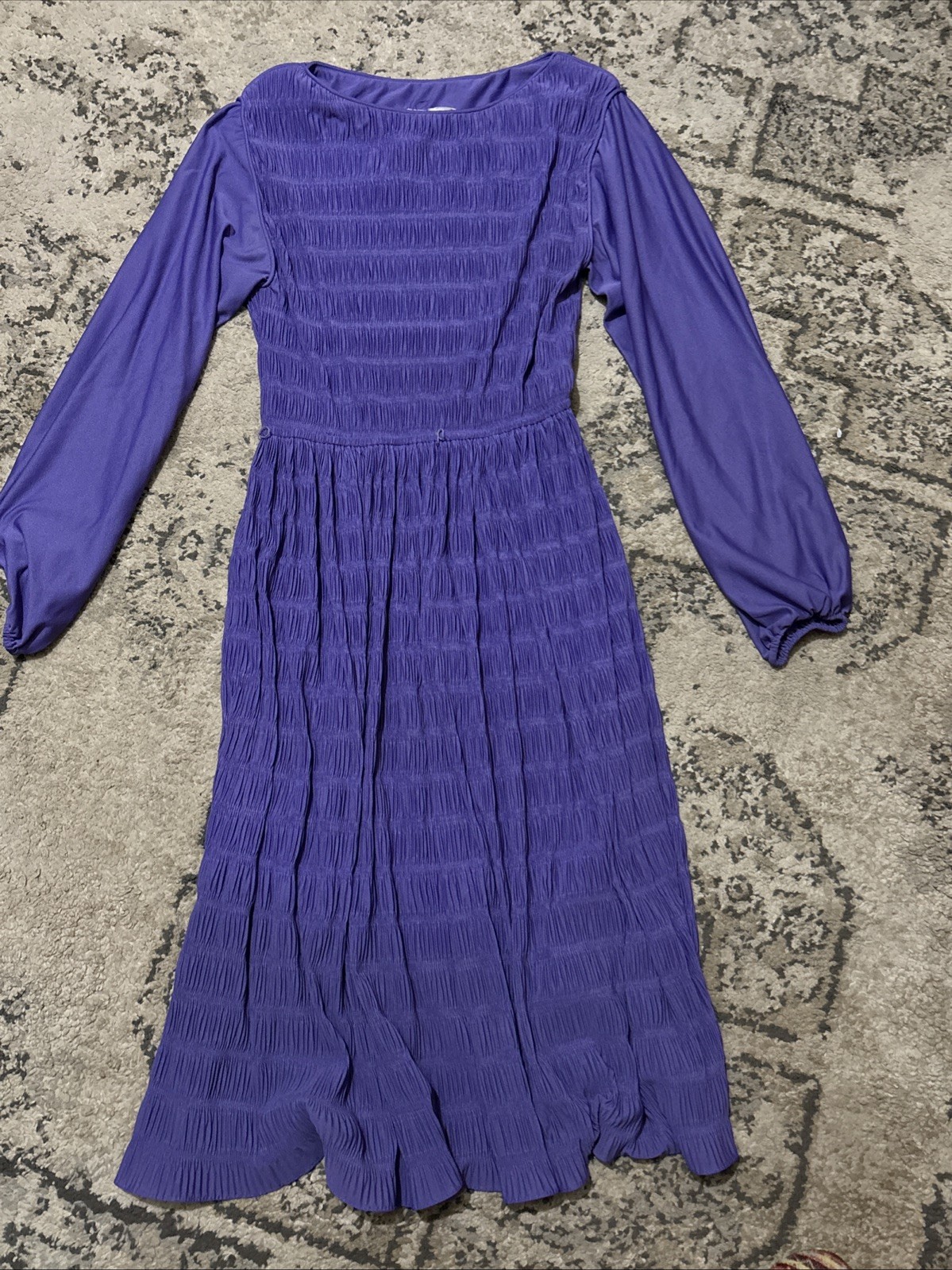 Vintage P.C.F. Petites Styled By Hal Ferman Purple Pleated Dress 100%Polyester