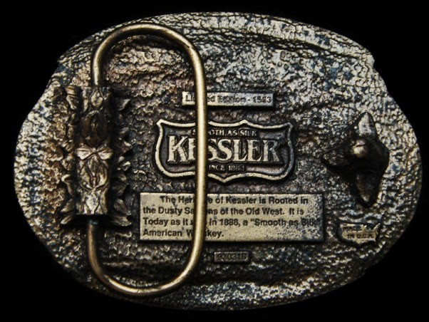 LB05101 *NOS* 1993 **KESSLER AMERICAN WHISKEY** SMOOTH AS SILK BOOZE BELT BUCKLE