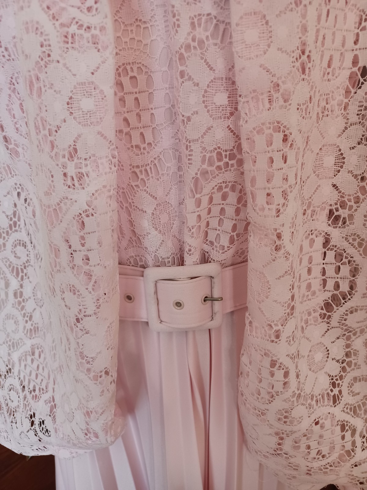 Vintage 1970s 3 Piece Pink Romantic Prairie Accordion Pleat Maxi-Dress, Sz 22.5