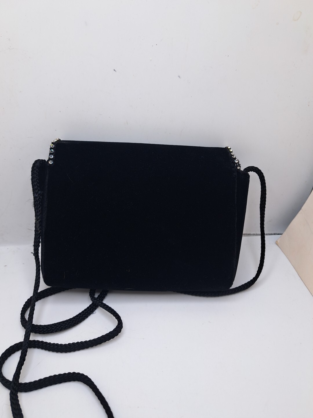 Vtg Black Velvet Purse Rhinestones Partners Mervyns Eveningwear Fancy