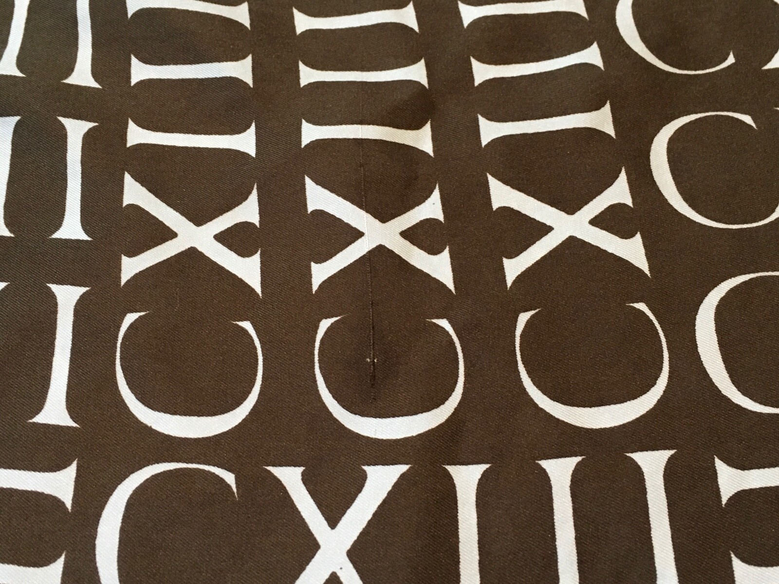 VINTAGE CERRUTI Silk CXlll Signature Square Brown Off-White Scarf Rolled Edges
