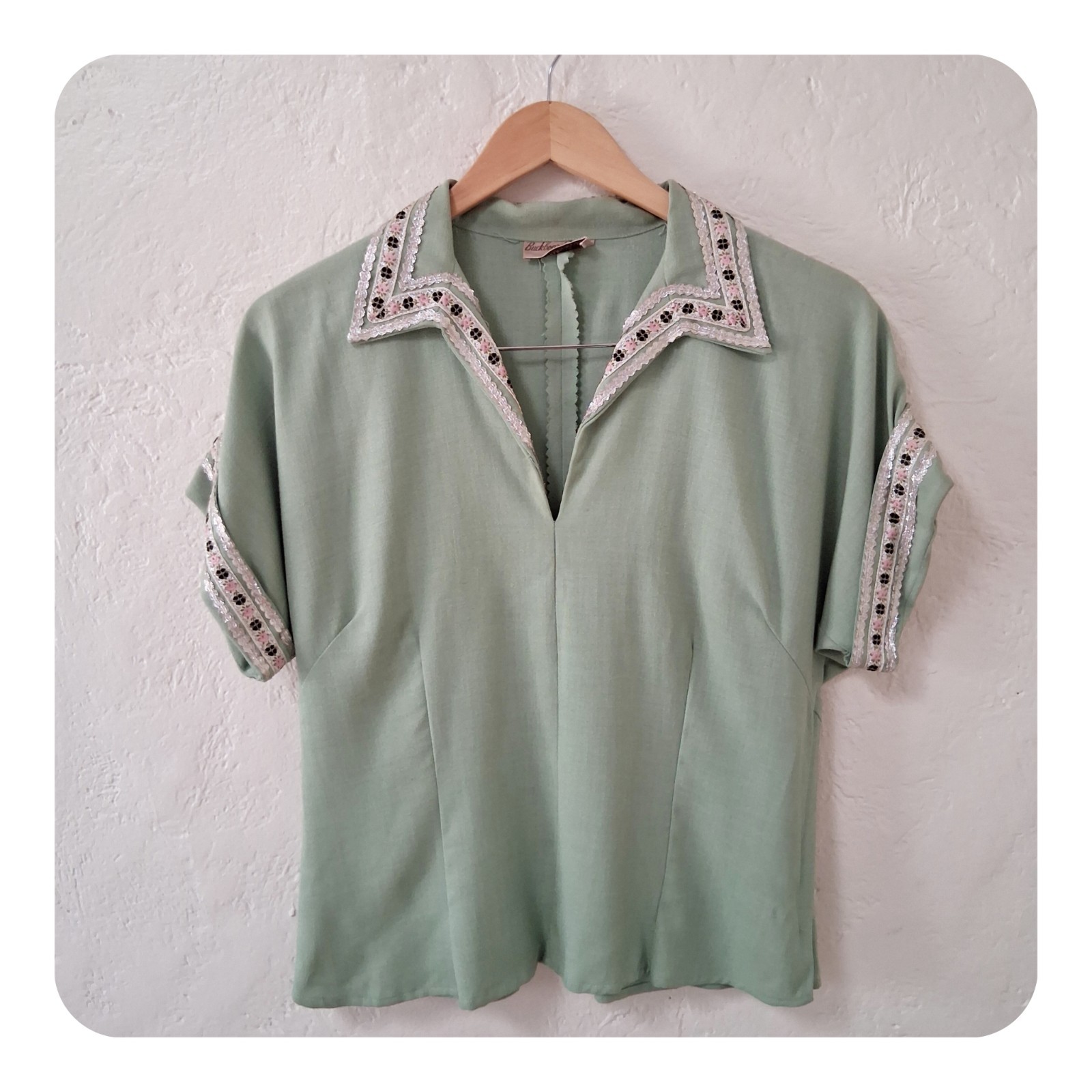 Vintage 1950s Buckboard Fashions Tucson AZ, Southwest Patio Blouse, Mid-Century
