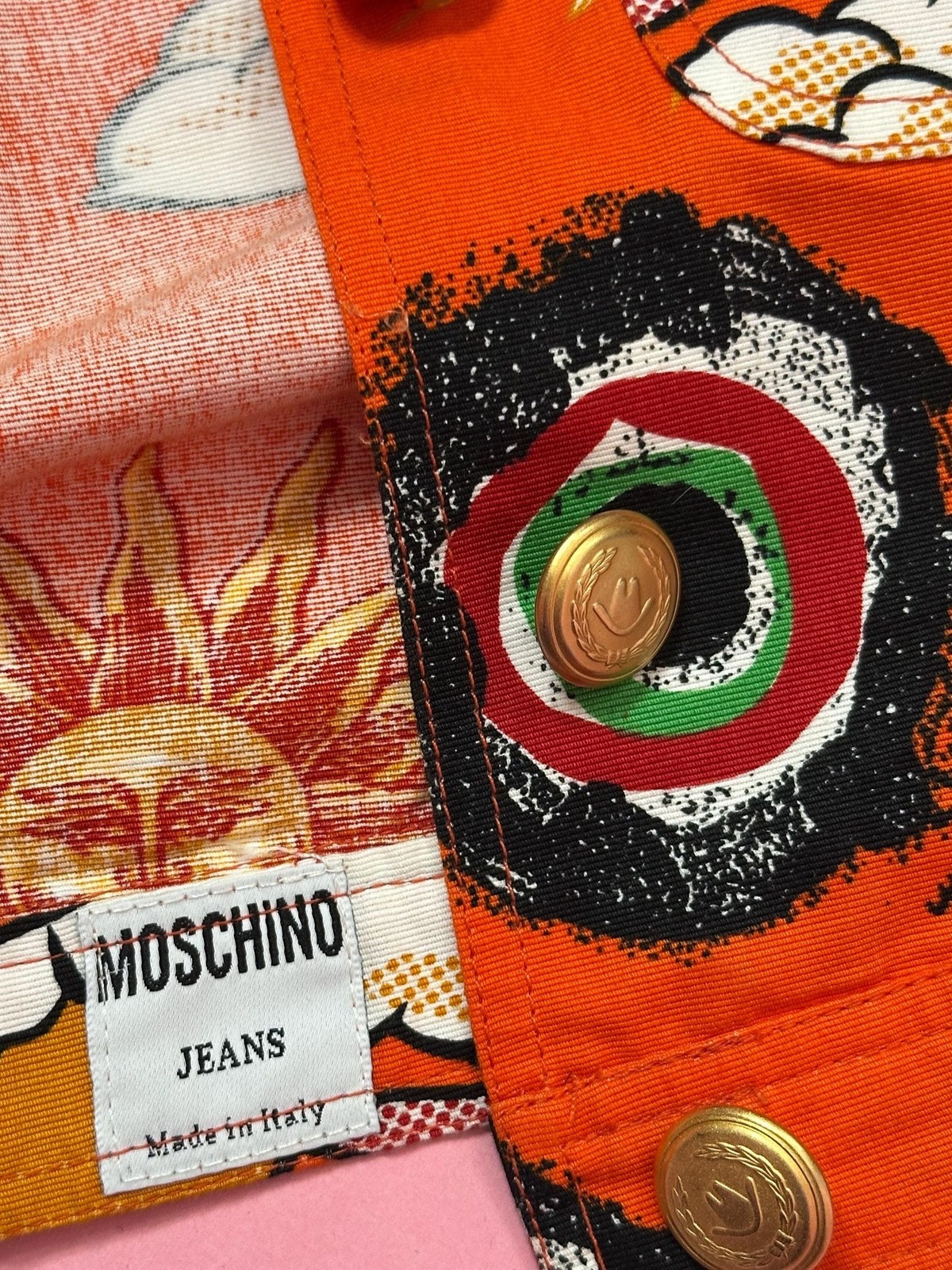 1990s MOSCHINO JEANS Orange Sun Print Cotton Vest & Skirt Set (XS)