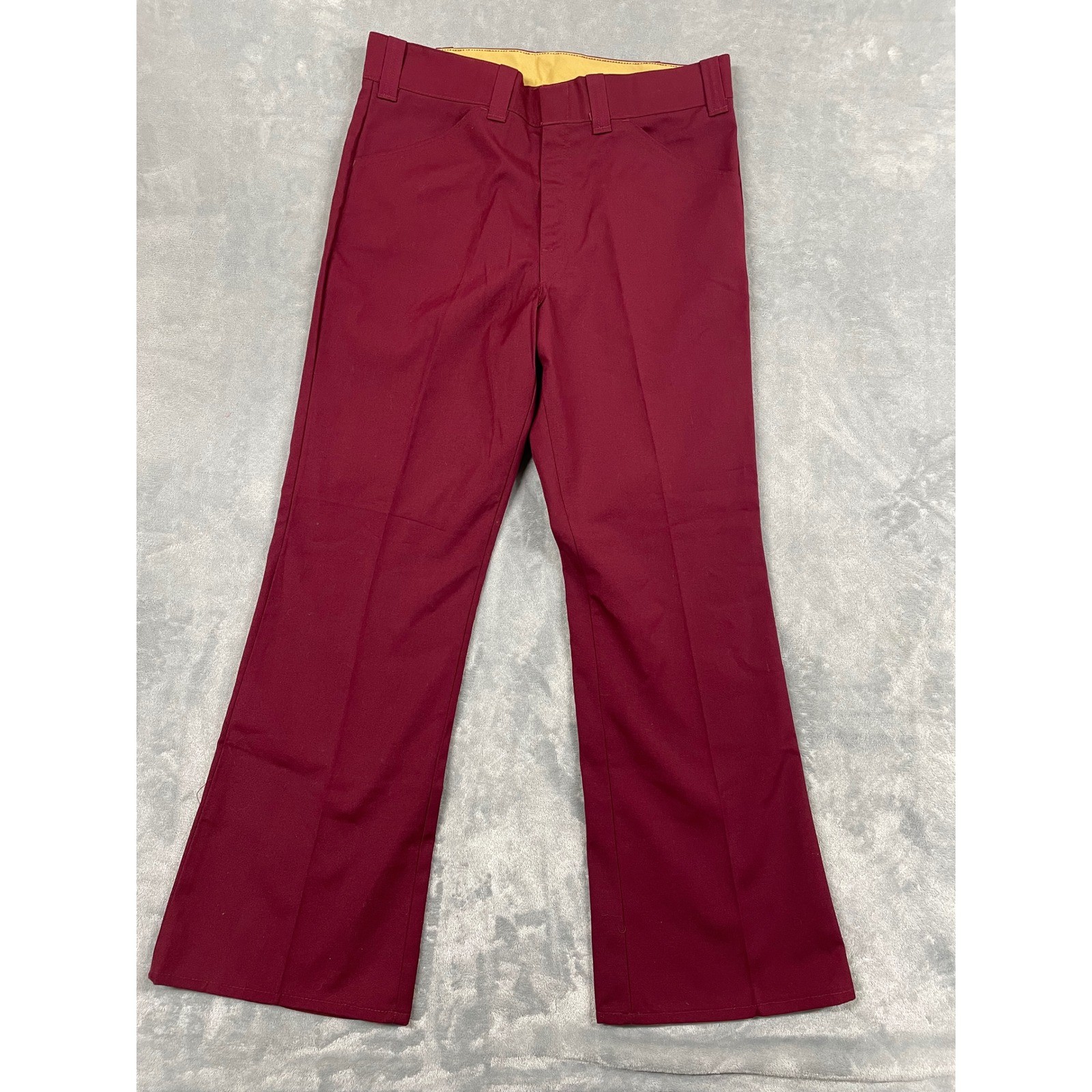 NWT VTG 70’s CAPER Flares Bell Bottom Pants Burgundy Polyester Cotton Blend W33