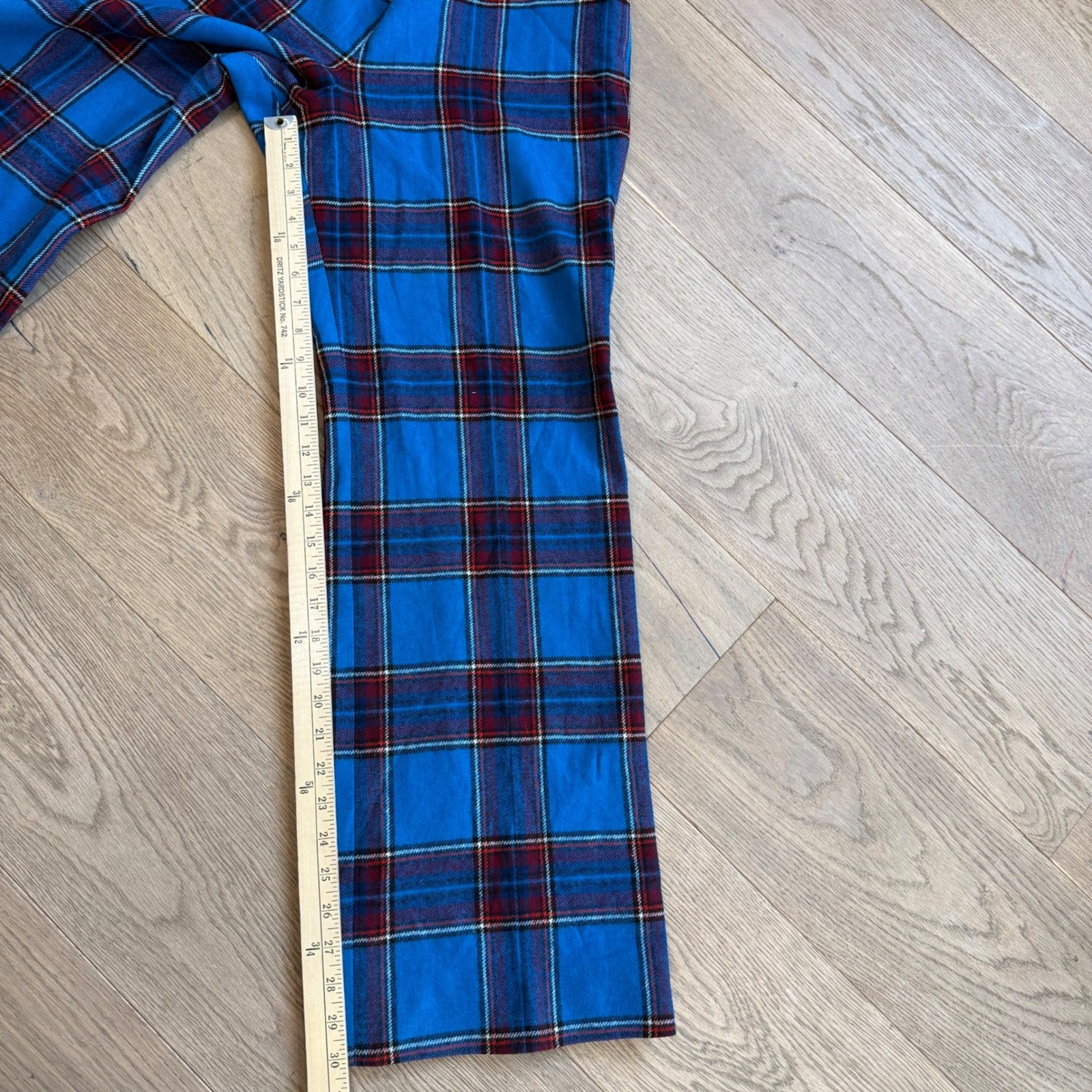 Vintage Pendleton Wool Plaid Pants Blue Red High Waisted Straight Leg Sz 16 USA
