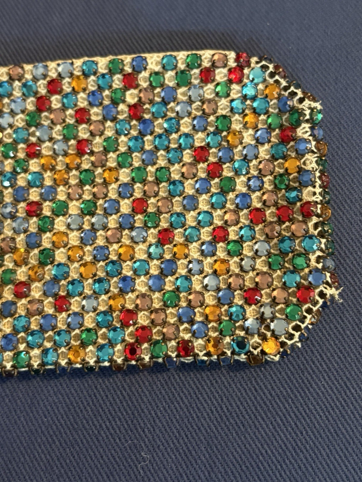 Antique Vintage Made In Czechoslovakia Rhinestone Encrusted Zip Clutch Czech
