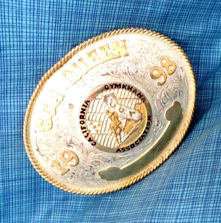 California Gymkhana Assoc CGA Queen Trophy Belt Buckle 1998 Vtg Mexico .SHY338