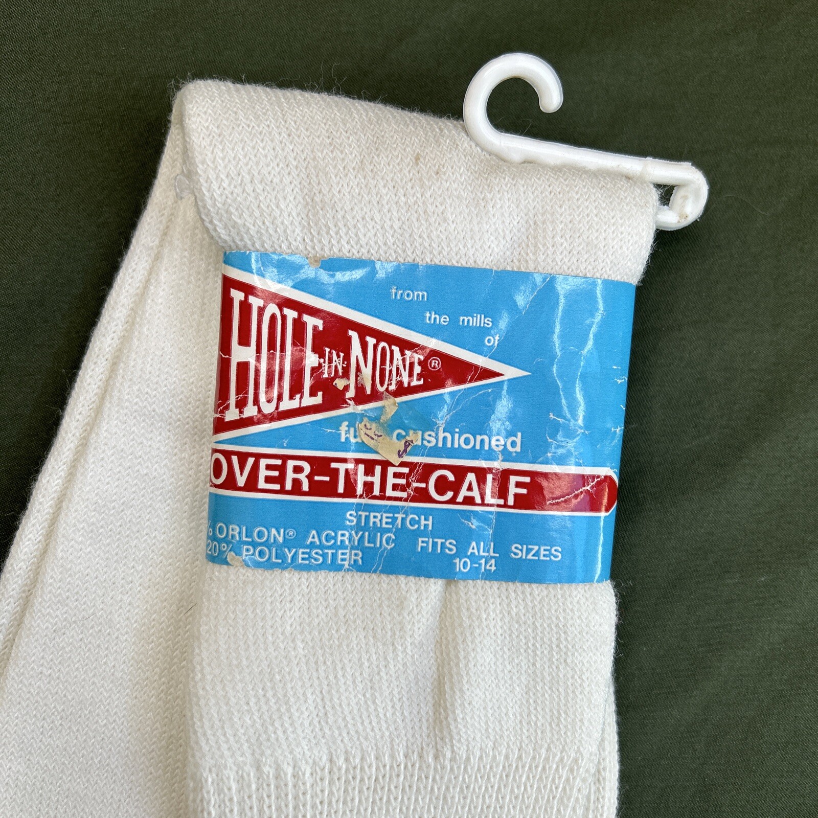VTG Socks Tube Hole In None 80’s NOS Orlon Acrylic USA 10-14 Striped 25″ OTC