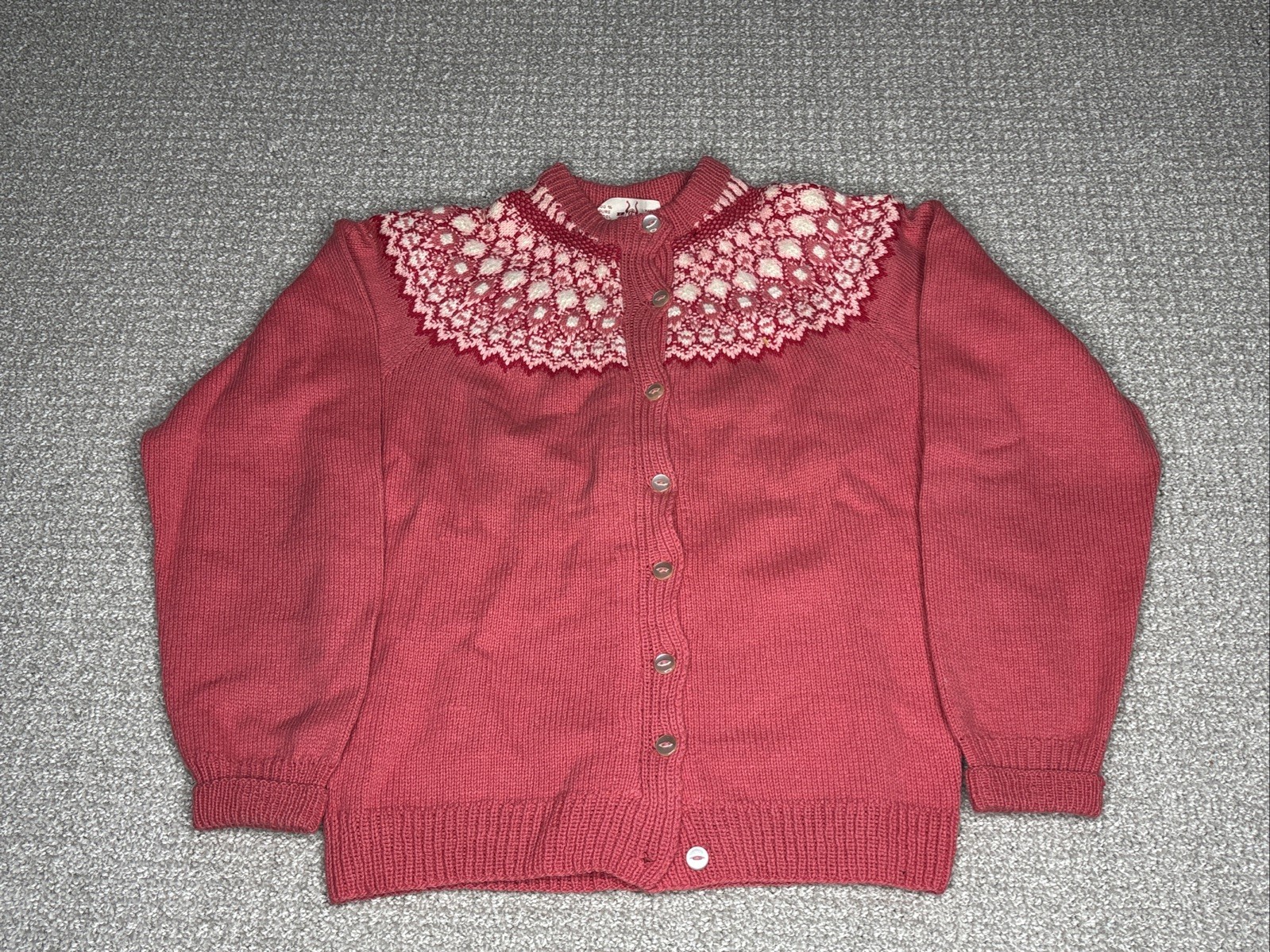 Vintage “CJ Viking” Hand Knit Mid Century Modern Nordic Style Cardigan Sweater