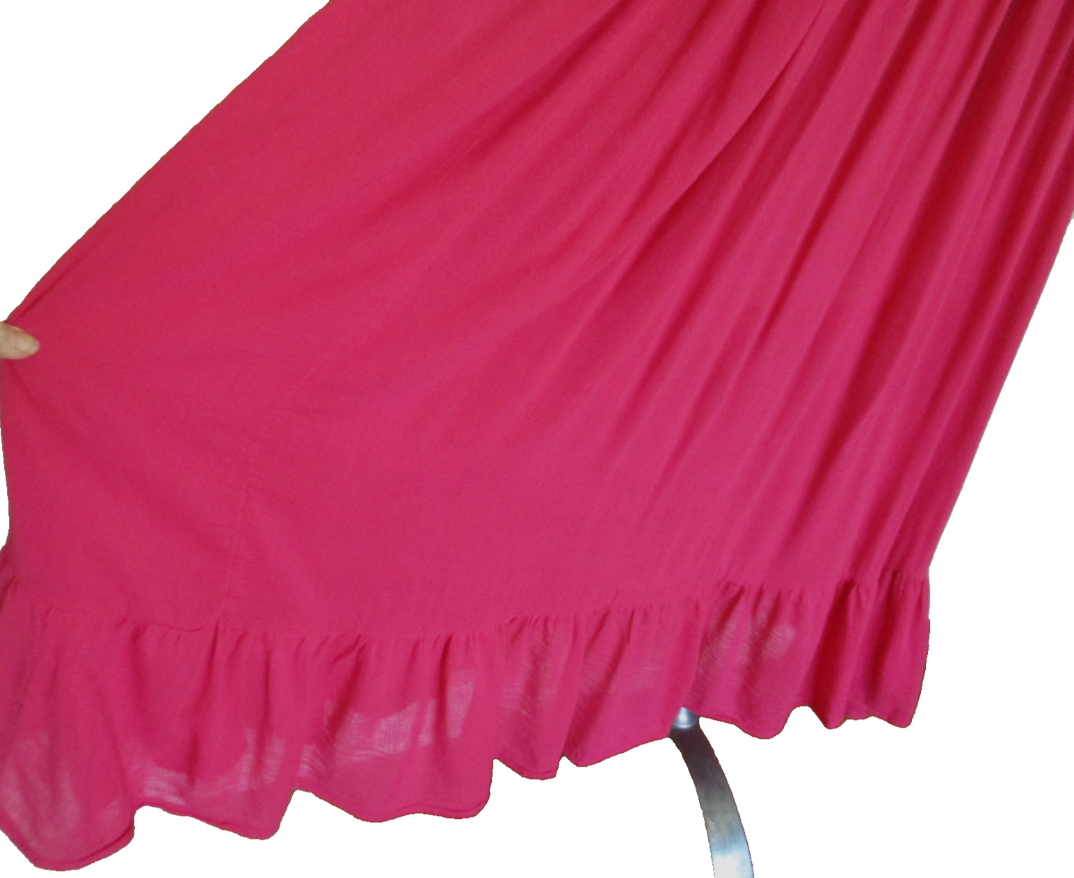 Vintage Chambeli Coral Cotton Blend Dress Boho Caftan Size 2X Crochet Trim