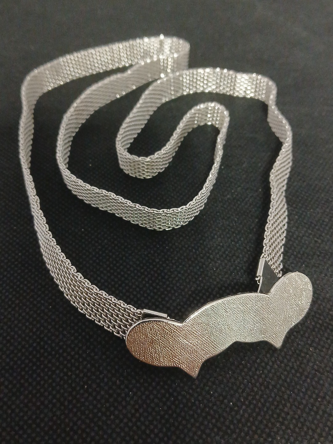 1950S silver tone mesh double hearts buckle size 37 in woman’s belt