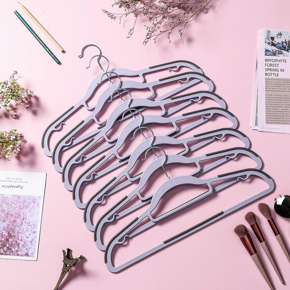 Plastic Hangers Non Slip for Clothes Coat Heavy Duty 360° Swivel Hook Pack of 50