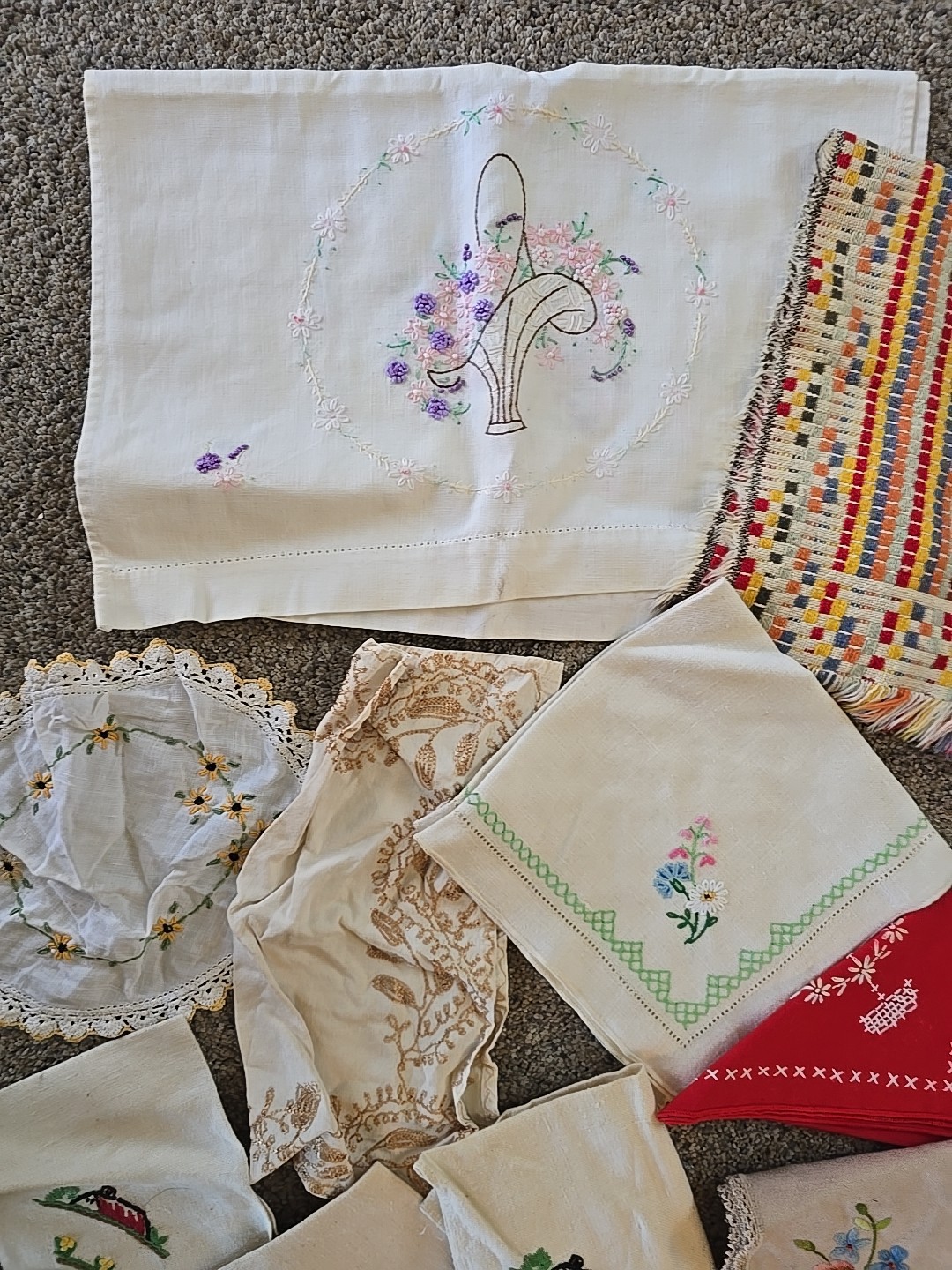 20 Floral Embroidered Cotton Linen Lace Runners Doilies Mixed Styles Lot