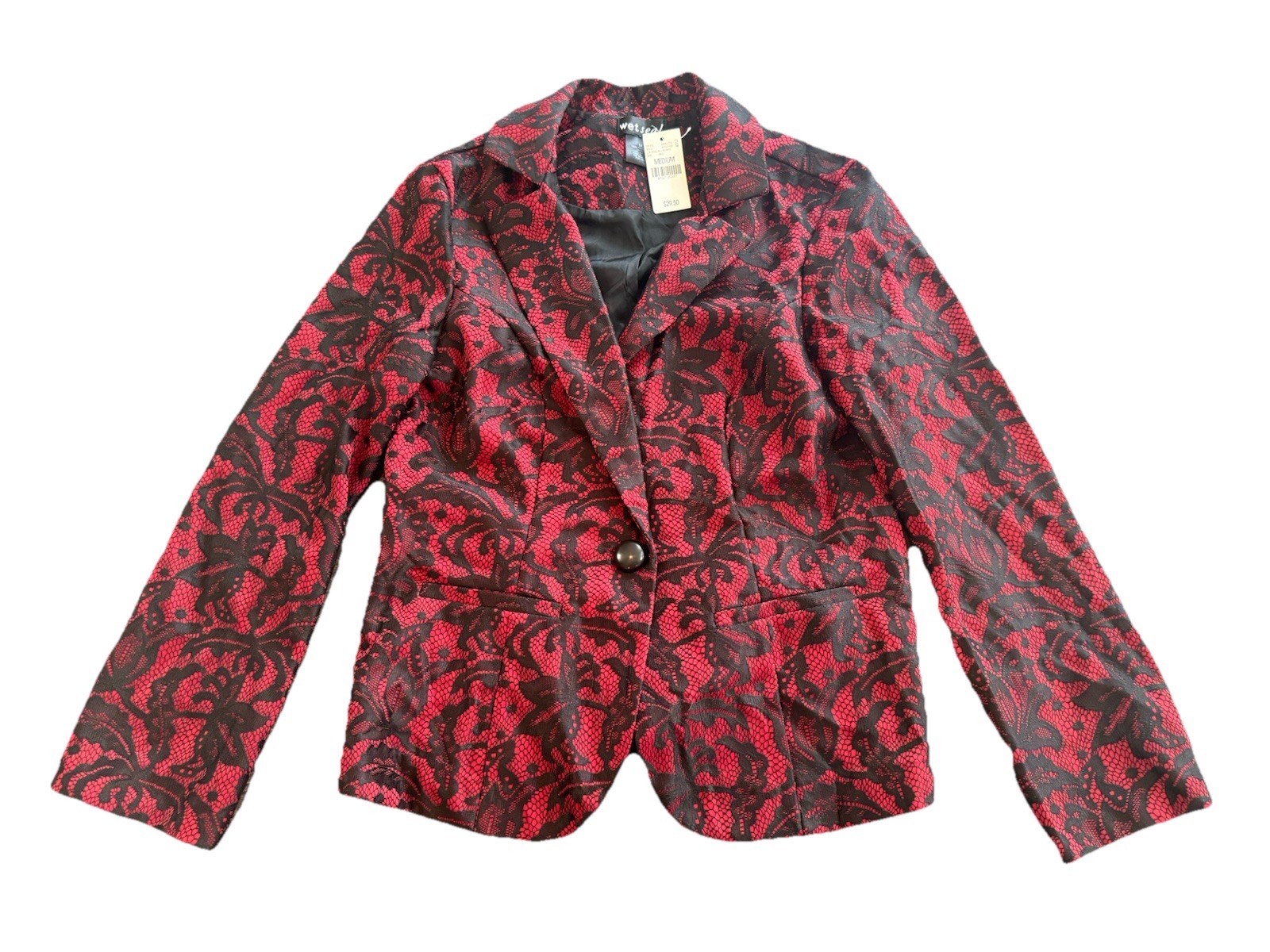 Vintage Red And black Lace Wet Seal Brand NWT Blazer Beautiful Jacket