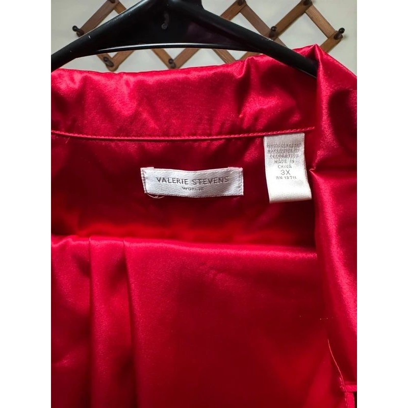 Vintage Quiet Luxury Valerie Stevens Red Satin Sleep Set Plus Size 3X Pajama