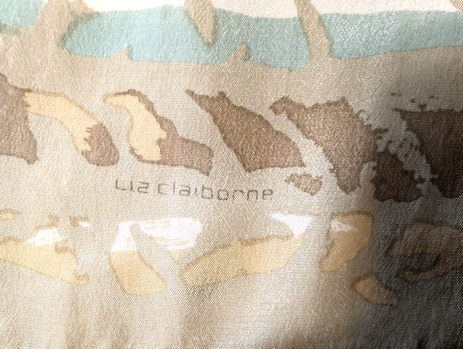 Vintage 1980’s Liz Claiborne Accessories 100% Silk Floral Scarf Made In Japan
