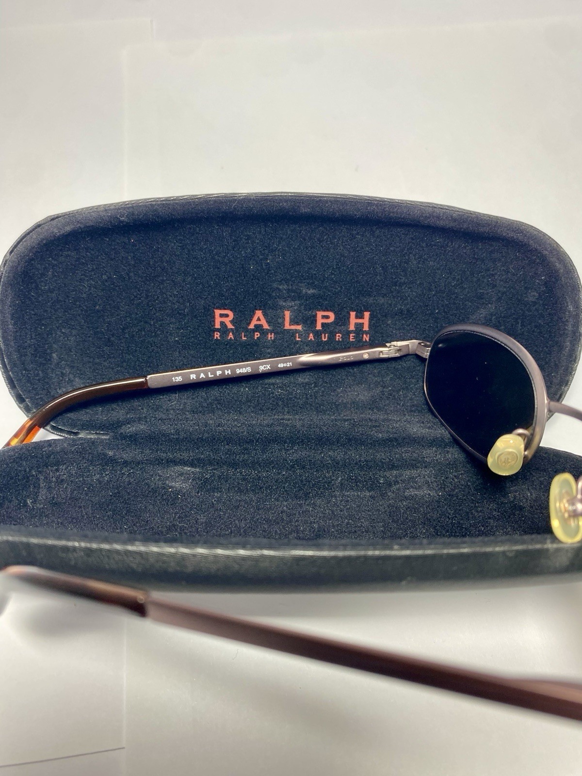 Vintage RALPH LAUREN Sunglasses Oval Metal Brown 948/S 9CX 49-21 90s Y2K Case