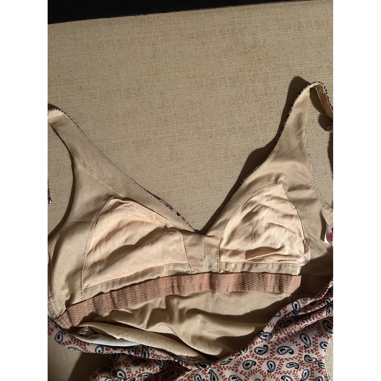 Vintage 70s 80s Cole of California Paisley One Piece Swimsuit Brown Red V-Neck