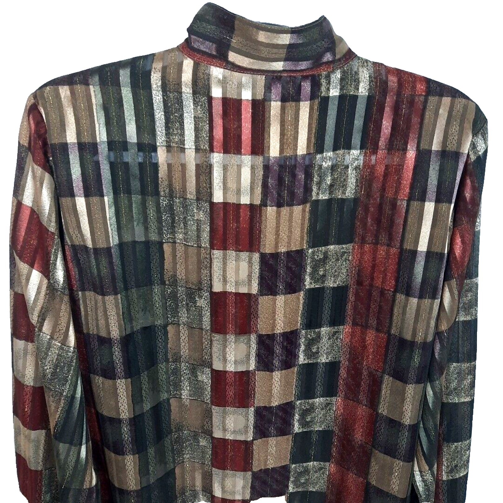 Vtg Yves St Claire Metallic Hidden Button Top Size 14 Brown Brown Dark Academia