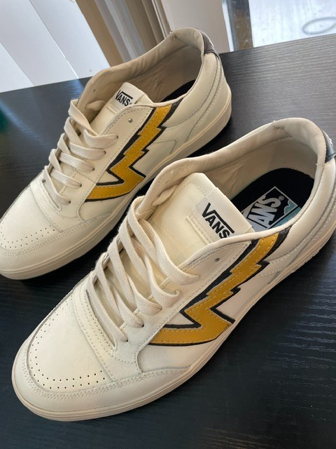 Vans Lowland CC Bolt Sneakers Marshmallow Yellow Black Retro Flying V Shoes