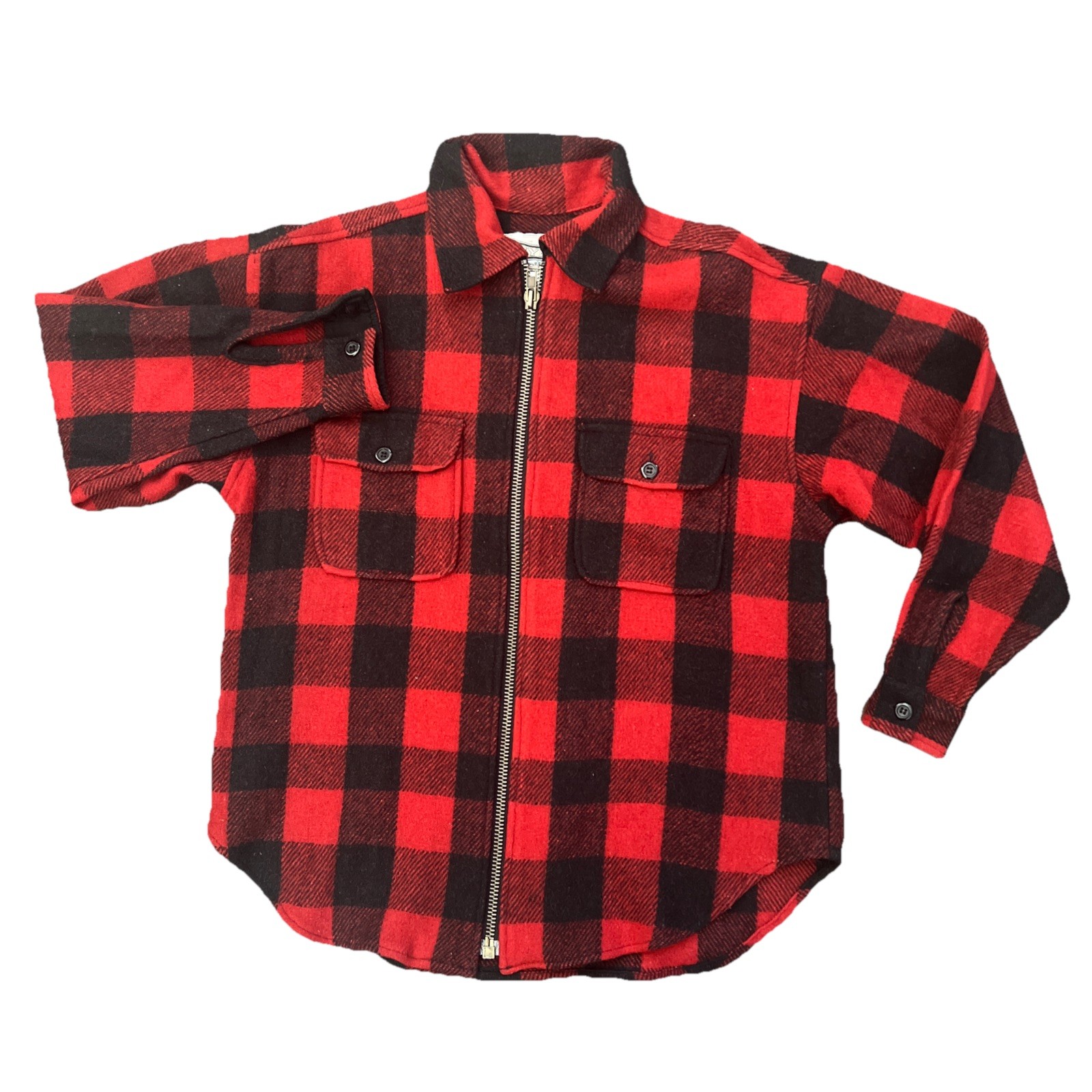Vintage Hype Wool Hunting Red Buffalo Plaid Jacket Men’s Small Zip Up Y2K Barn