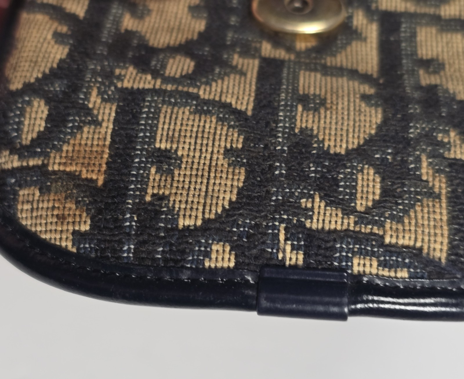 Vintage Dior Monogram Coin Purse CD Logo Jacquard Pouch Snap Closure READ