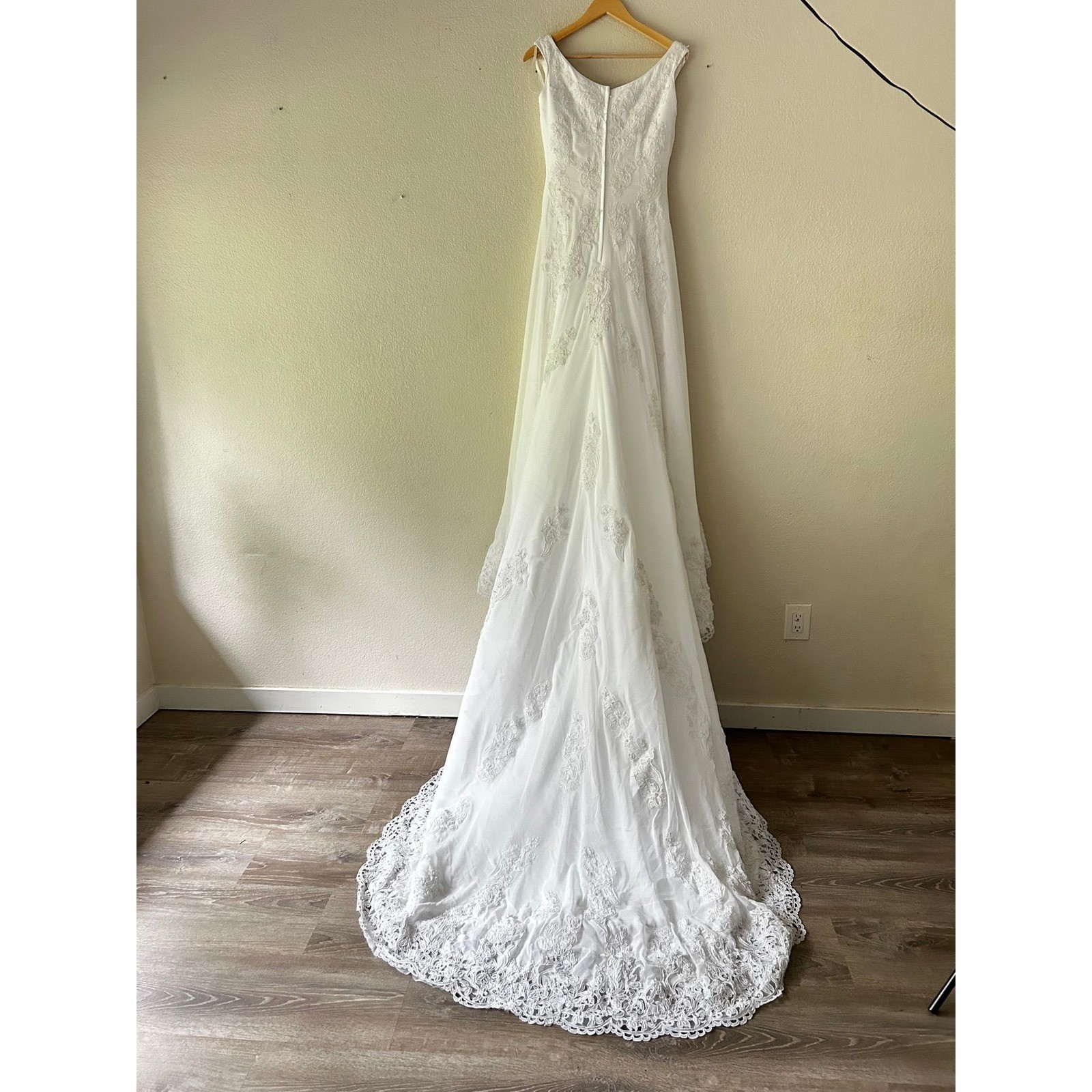 Moonlit Ceremony | Moonlight Beaded Lace Wedding Gown | Chapel Train