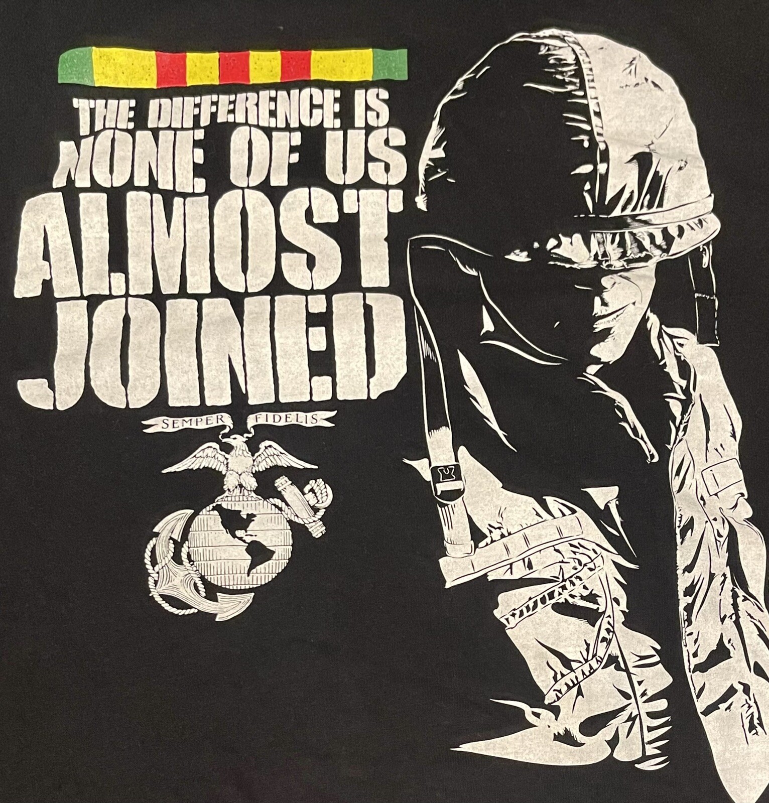 Vintage Marines Semper Fi Difference is NONE OF US ALMOST JOINED Blk 2XL T-shirt