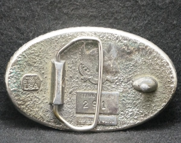 XA09159 COOL VINTAGE 1980s *OIL PUMPING UNIT* OIL & GAS ARTWORK MENS BELT BUCKLE