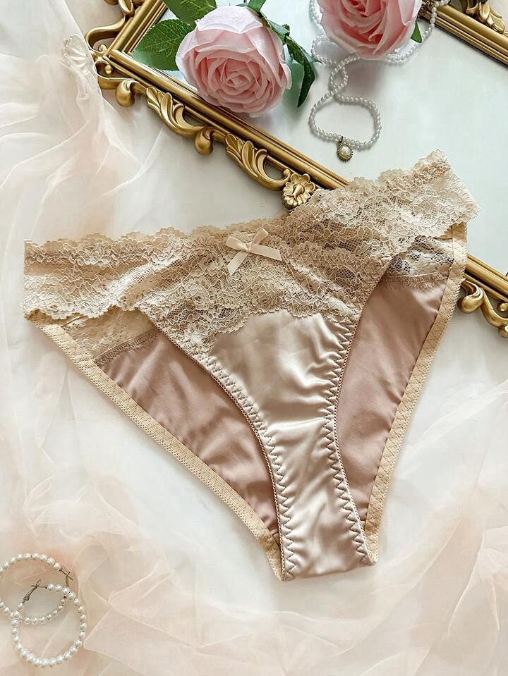 Glossy Butter Wet Look Second Skin Satin Lace Hi Cut Bikini Brief Panties XL NEW
