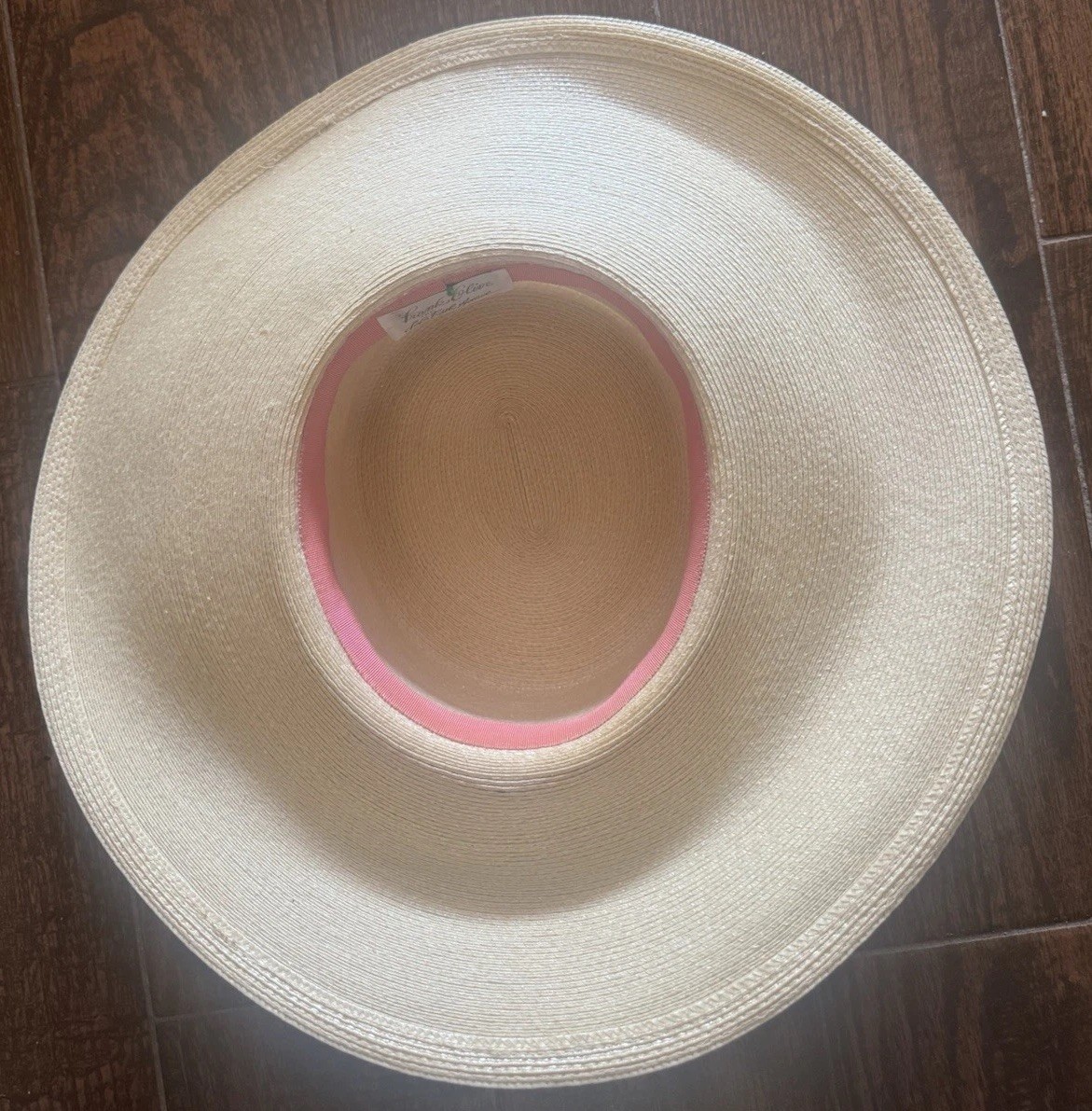 Vintage Frank Olive Straw Hat For SAKS Natural Wide Brim Fits S/M Wheat Color