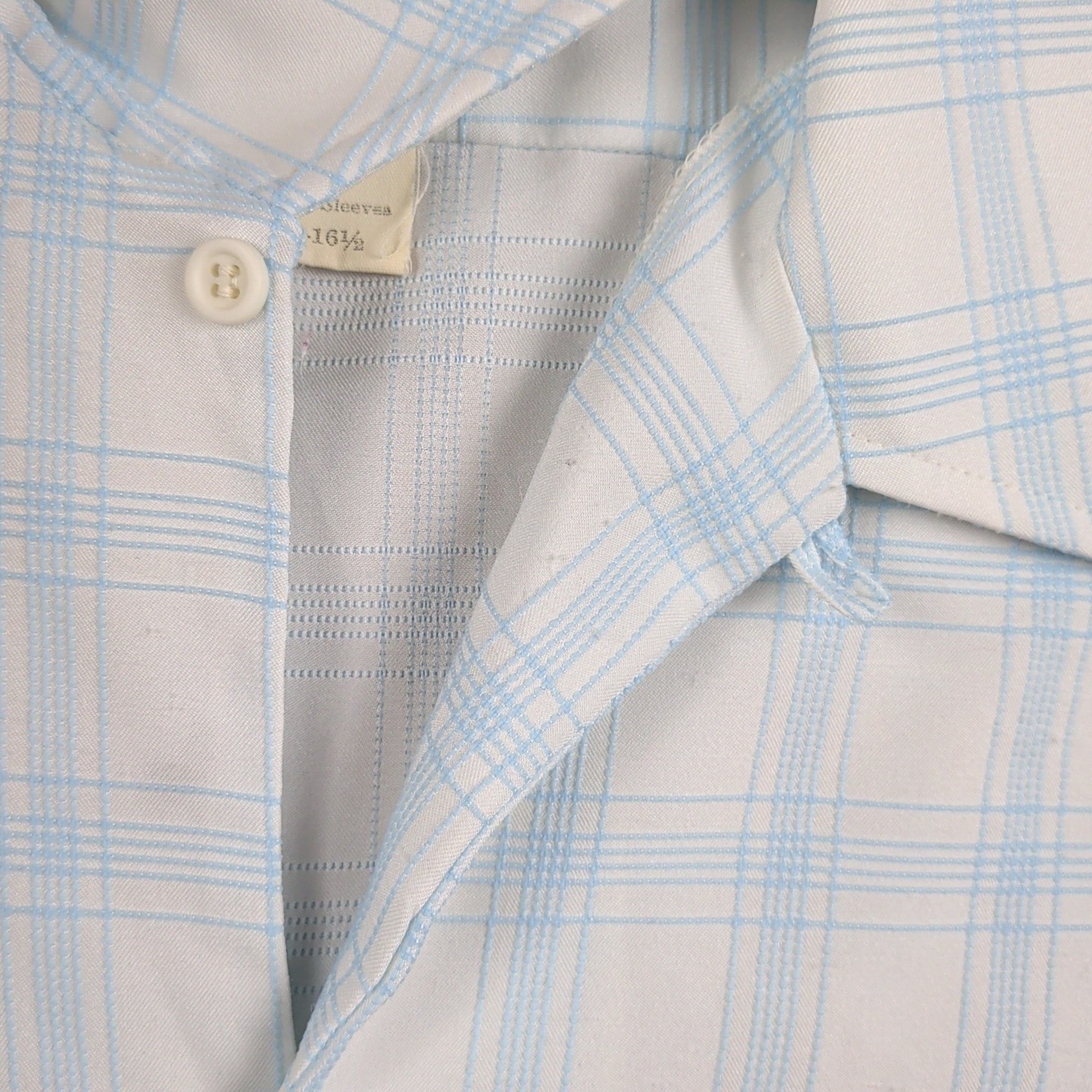 Vintage 70s Arrow Loop Collar Shirt Mens 16 – 16 1/2 White Blue Button Ultressa