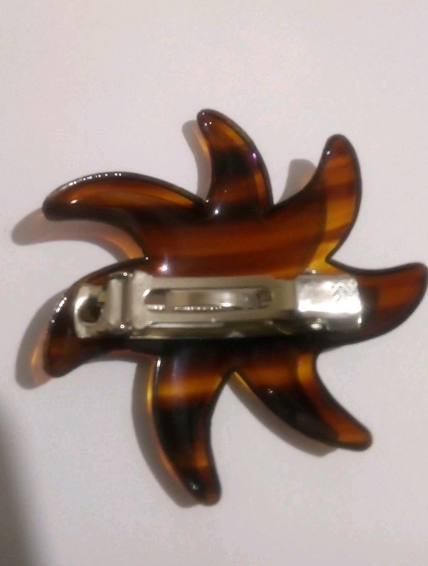 VINTAGE Starfish TORTOISE PLASTIC Hair Clip Made In France