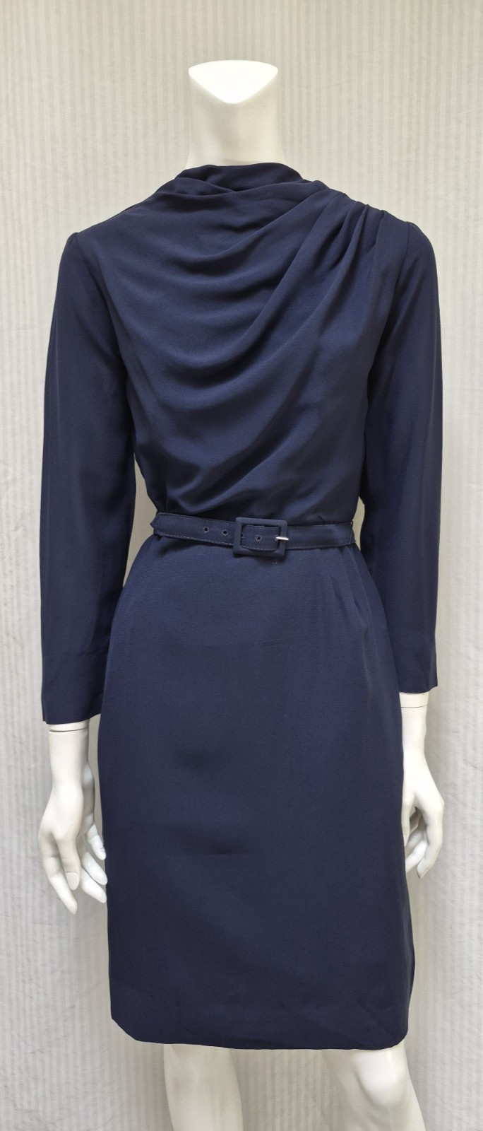 NWT Vintage 1960s SEARS FASHIONS Blue Wiggle Dress with Belt – Size S *READ*