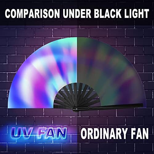 UV Glow Rave Fan Foldable for Women/Men/Drag Queen – Large Clack Festival Top