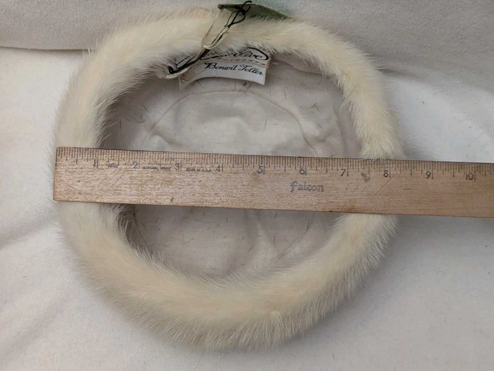 Miss Alice Bonwit Teller Genuine Bleached Mink Fur Pillbox Hat-w Tags Vintage