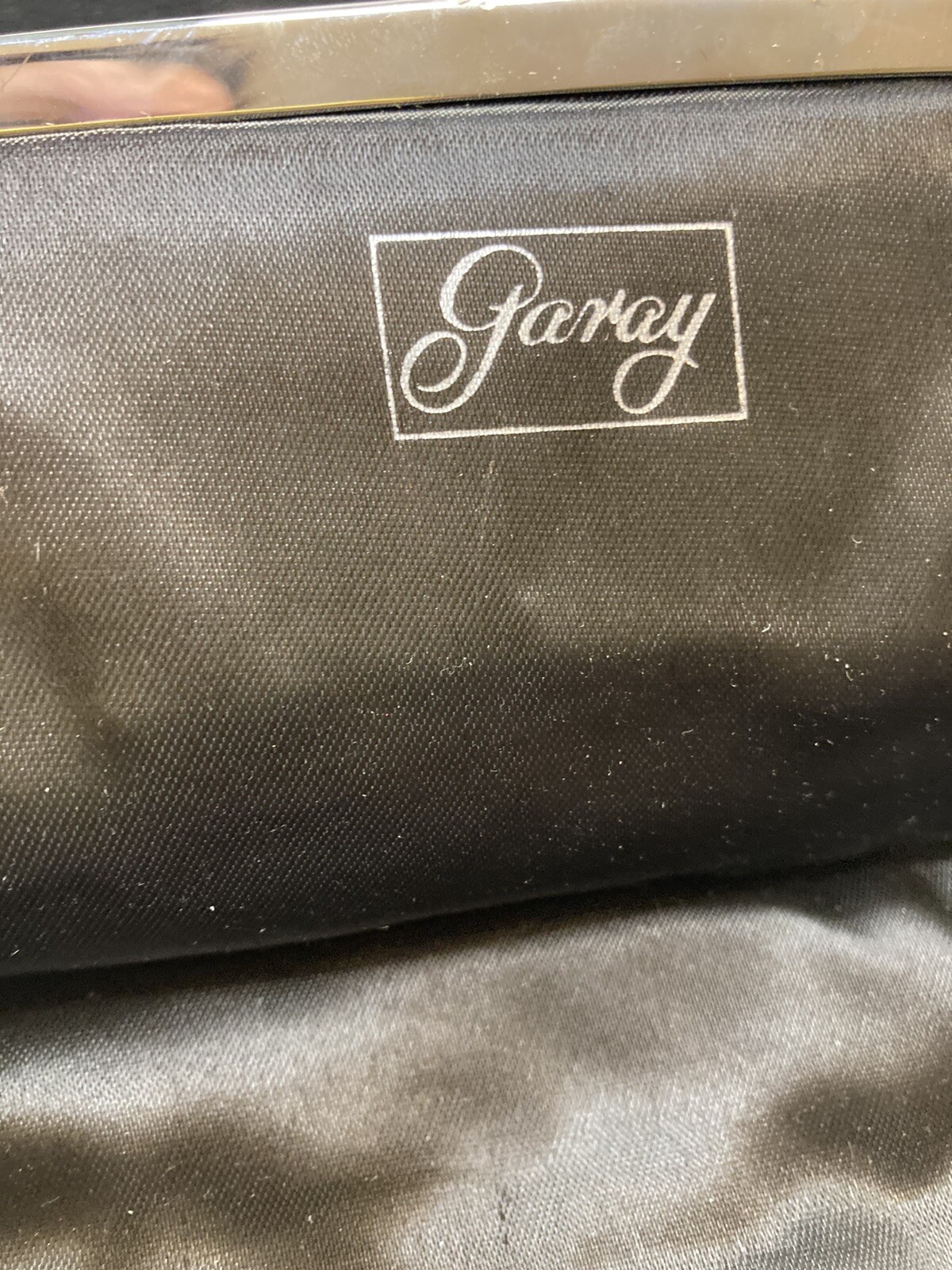 Vintage Garay Black Fold Over Clutch Handbag Formal Evening Bag Goldtone