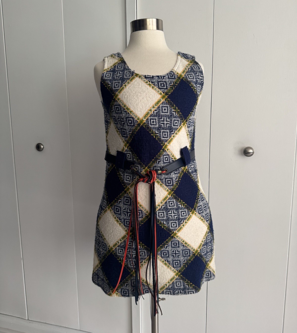 Vintage MOD 1960s Tank Style Go-Go Mini Dress Mid Century Modern
