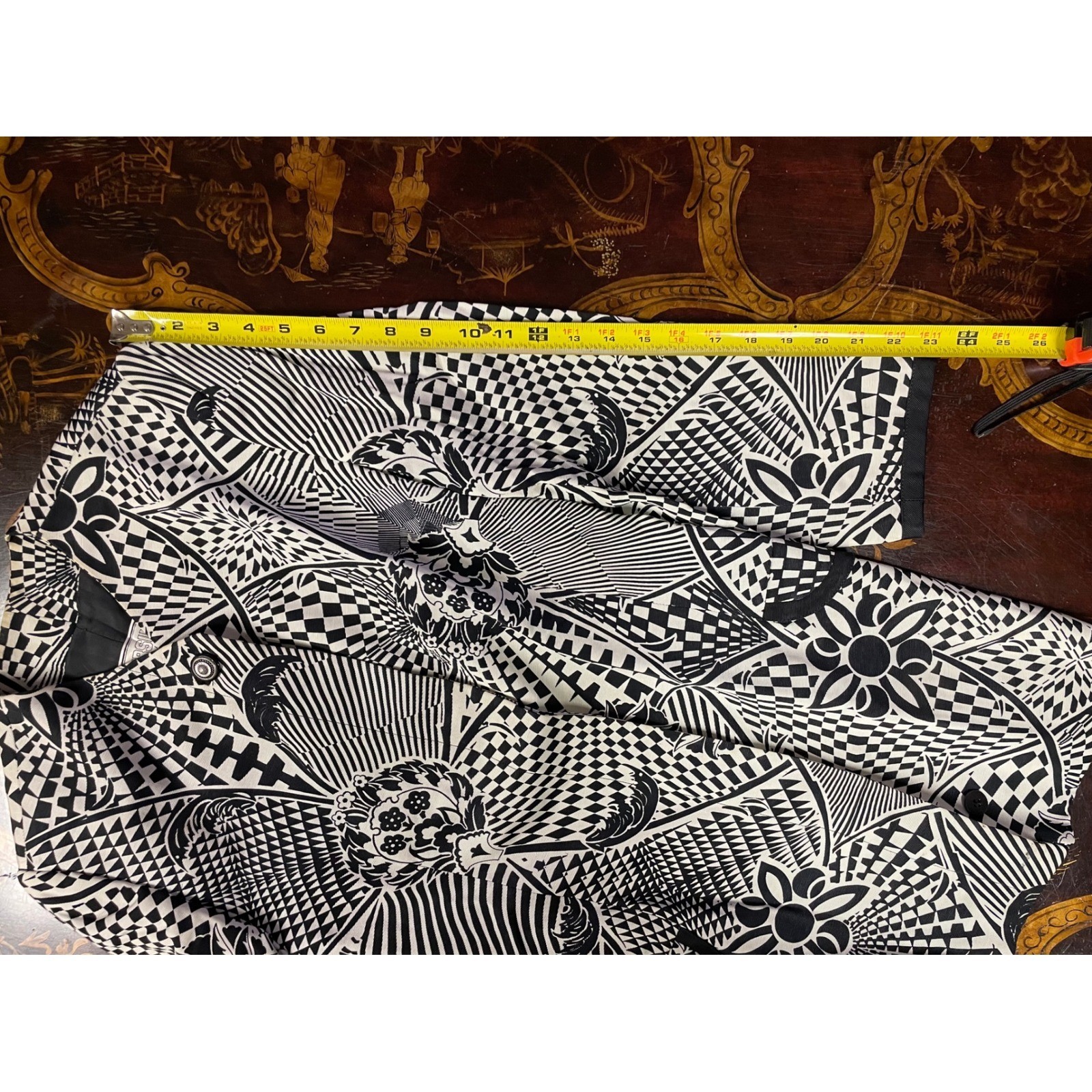 Vtg Versus Gianni Versace Womens 3 Pc Set Blazer Top Skirt Op Art 90s 30/32