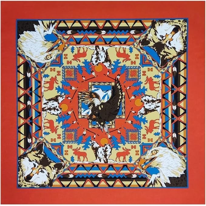 4-Pack 100% Cotton Bandana Set, Vintage Graphic Print, 22×22 inches