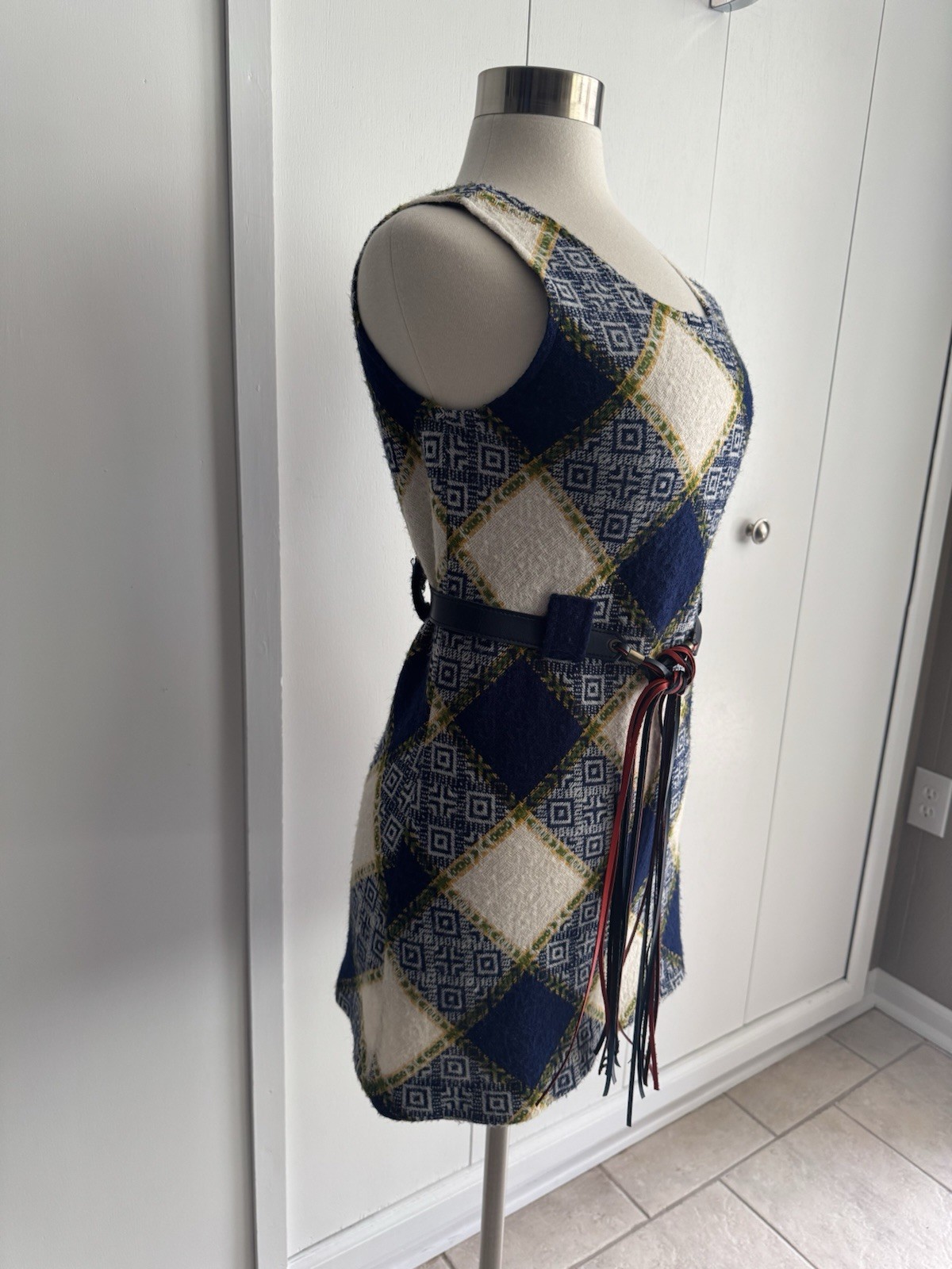 Vintage MOD 1960s Tank Style Go-Go Mini Dress Mid Century Modern