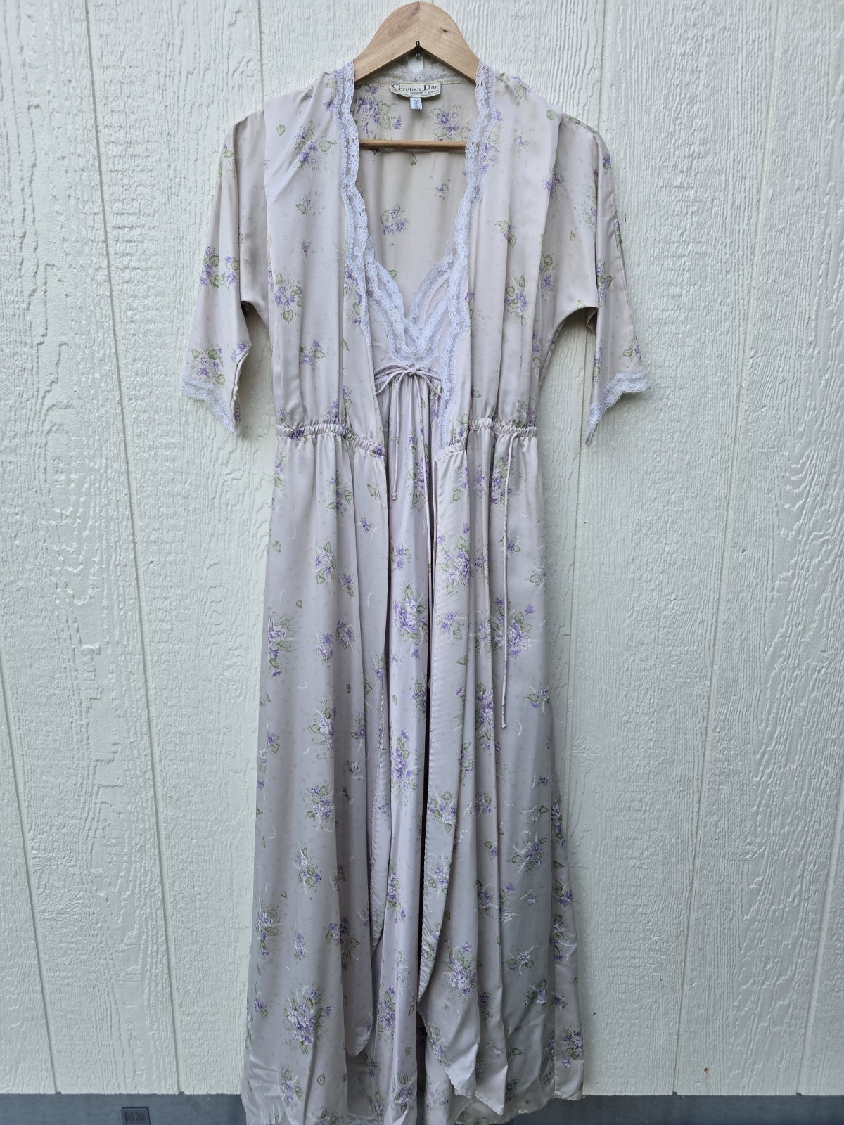 Vintage 70s/80s Christian Dior Lingerie Peignoir Set Union Made Saks ILGWU S