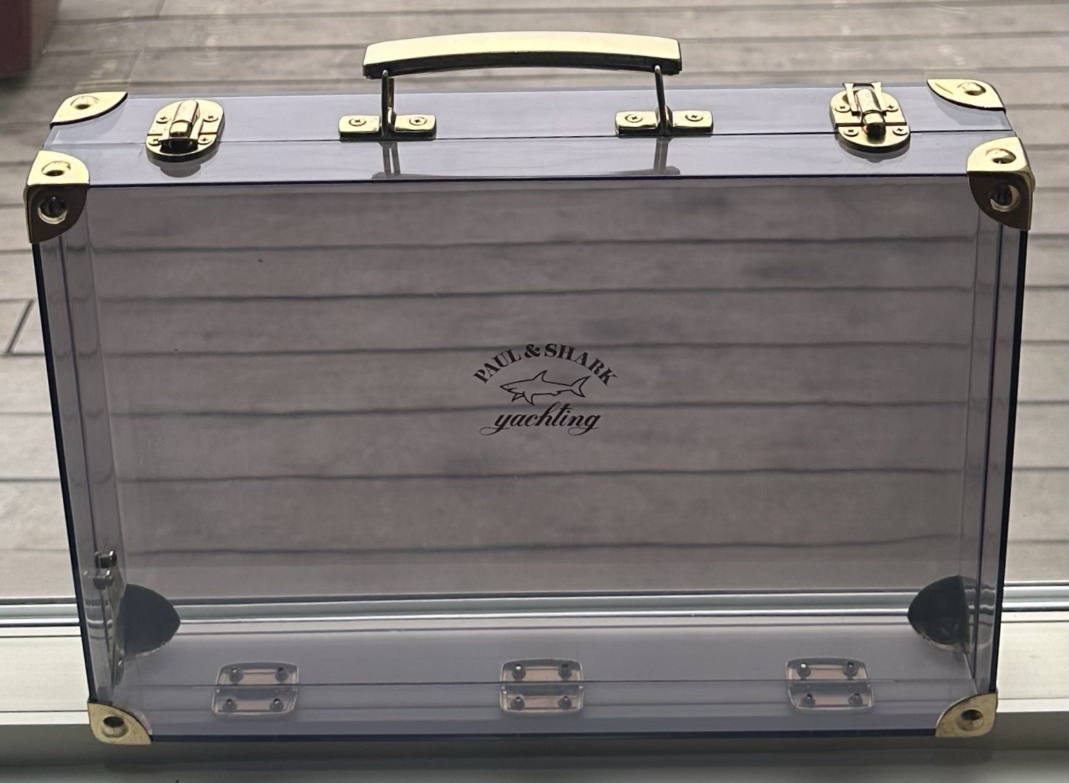 Vintage Paul & Shark Yachting Clear Smoke Gray Black Plastic Box Briefcase