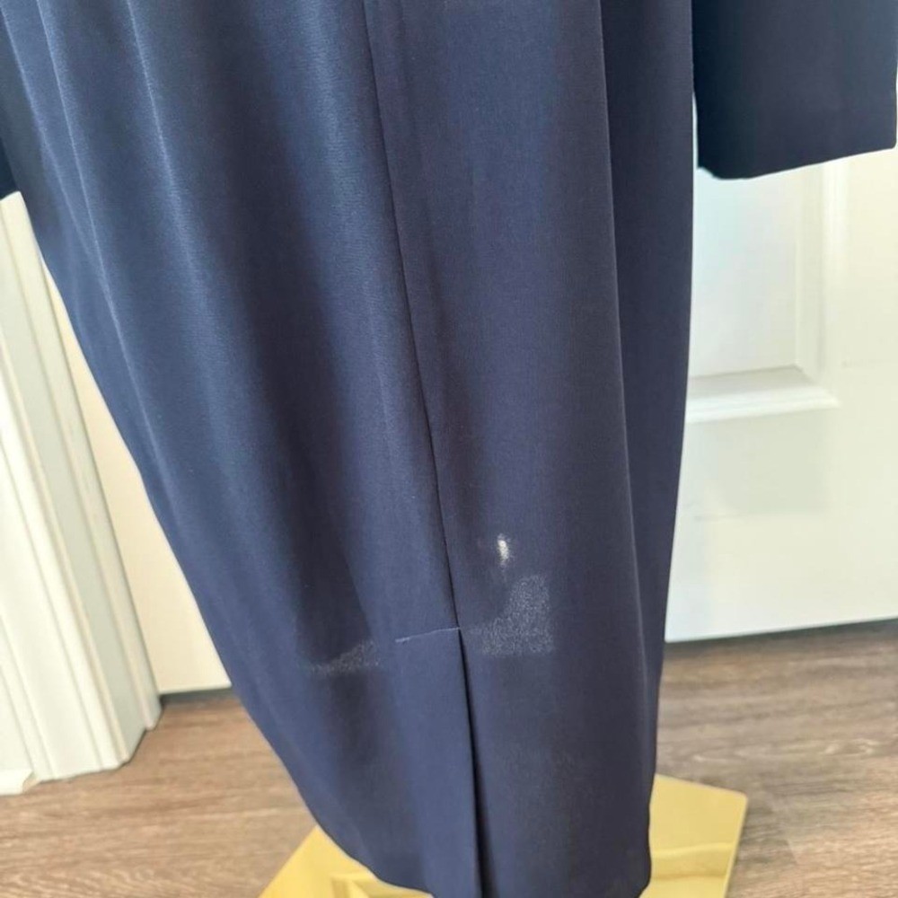 Vintage Debra Michaels Navy Midi Dress Frog Button Front Long Sleeve Size 16