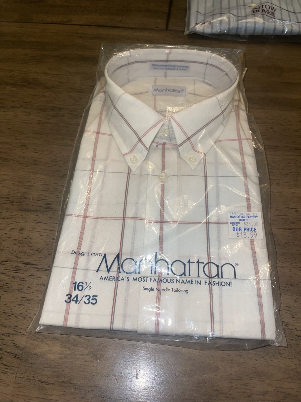 Vintage 80’s Manhattan Dress Shirt Men’s 16.5 34/35 LS Made in USA