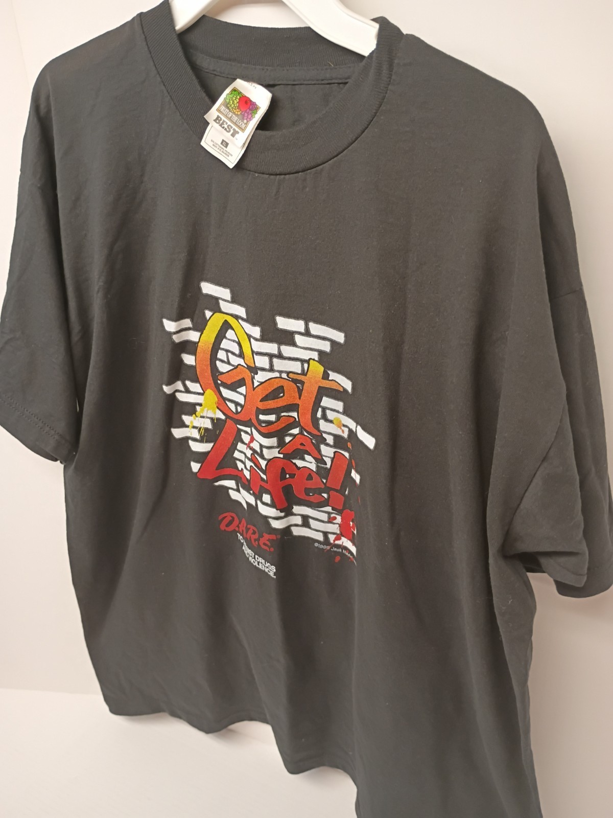 Fruit of the Loom Best XL Black D.A.R.E. “Get a Life” 90s Vintage T-Shirt
